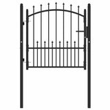 Fence Gate EMMEN with Spikes Steel 104x97 cm Black 146398