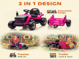 12V Ride on Tractor and Trailer with Remote Control, Music, Shifter, Start-Up Sound, for Kids Ages T3398P378932