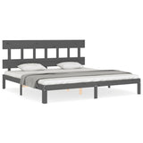 Bed Frame without Mattress Grey 200x200 cm Solid Wood Pine 3193618