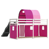 Bunk Bed without Mattress with Slide and Curtains Pink 90x190 cm Single 3284157