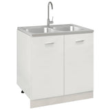 Kitchen Sink with Double Basins Silver 800x600x155 mm Stainless Steel 147235