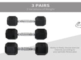 Rubber Dumbbell Set Sports Hex Weight Sets Home Gym Fitness Lift Strength Training Exercise x 5kg, T3398P376771