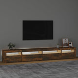 TV Cabinet with LED Lights Smoked Oak 270x35x40 cm 3152751