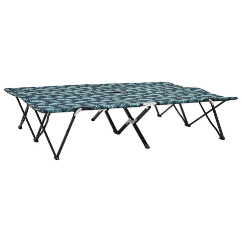 ZNTS Two Person Folding Sun Lounger Leaf Print Steel 310354