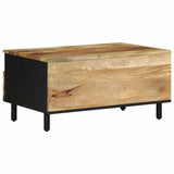 Coffee Table Black 80x54x40 cm Solid Rough Wood Mango 4018641