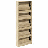 Shoe Cabinet 5-Layer Mirror Oak 63x17x169.5 cm 273937
