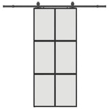 Sliding Door with Hardware Set Black 90x205 cm Tempered Glass 3375961