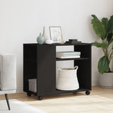 Side Table with Wheels Black 70x35x60 cm Engineered Wood 853147