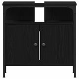 Bathroom Furniture Set with Shelf 3 pcs Black Engineered wood 3334356