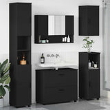 Bathroom Furniture Set 5 pcs Black Engineered Wood and Metal 3393064