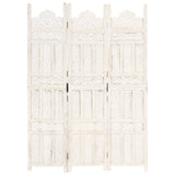 Hand carved 3-Panel Room Divider White 120x165 cm Solid Mango Wood 285318