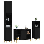 ZNTS 3 Piece Bathroom Furniture Set Black Engineered Wood 3185614