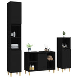 ZNTS 3 Piece Bathroom Furniture Set Black Engineered Wood 3185614