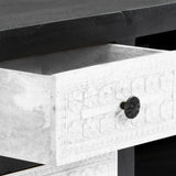 Hand Carved TV Cabinet Grey&White 120x30x40 cm Solid Wood Mango 282723