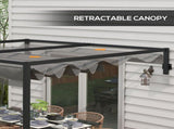 3 x 4m Lean To Steel Pergola, with Moving Fabric Canopy - Dark Grey T3398P317620