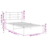 Bed Frame Black Powder-Coated Steel Single Modern Bed Frame 355556