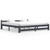 Bed Frame Dark Grey Solid pine wood, plywood Double Durable 322025