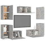 7 Piece TV Cabinet Set Concrete Grey Engineered Wood 3079091