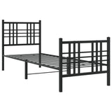 Metal Bed Frame without Mattress with Footboard Black 80x200cm 376333