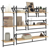 6 Piece Wall Shelf Set with Bars Sonoma Oak Engineered Wood 836269