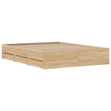 Bed Frame with Drawers without Mattress Sonoma Oak 150x200 cm King Size 3207268