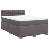 Box Spring Bed with Mattress Grey 140x200 cm Faux Leather 3286126