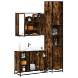 3 Piece Bathroom Furniture Set Smoked Oak Engineered Wood 3301092
