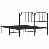 Metal Bed Frame without Mattress with Headboard Black 150x200cm 373889