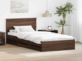 Bed Frame with Drawer Brown Oak 90 x 200 cm Engineer Wood 3410748
