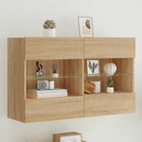TV Wall Cabinet with LED Lights Sonoma Oak 98,5x30x60,5 cm 837108