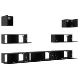TV Cabinet Set 7 pcs Black oak 100 x 30 x 30 cm Engineered wood 3332572