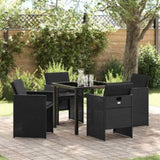 Garden Dining Set with Cushion Folding 5 pcs Black Poly rattan 3379944