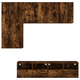 4 Piece TV Wall Units Smoked Oak Engineered Wood 3216536
