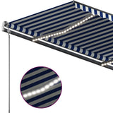 Manual Retractable Awning with LED 400x350 cm Blue and White 3069821