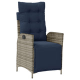3 Piece Garden Dining Set with Cushions Grey Poly Rattan 3213476