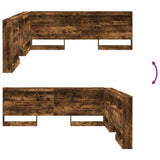 Storage Headboard with Shelf Smoked Oak 200 cm Engineered Wood 3335473
