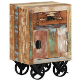 328316 Bedside Cabinet with Wheels 40x30x57 cm Solid Reclaimed Wood