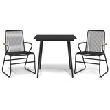 3 Piece Garden Dining Set Black PVC Rattan 3060267