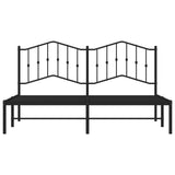 Metal Bed Frame without Mattress with Headboard Black 160x200cm 373792