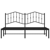 Metal Bed Frame without Mattress with Headboard Black 160x200cm 373792