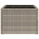 Garden Table with Glass Top Light Grey 55x55x37 cm Poly Rattan 366182