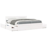Bed with Drawers and Mattress White 200x200 cm Solid Wood Pine 3281887