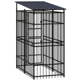 Outdoor Dog Kennel with Roof Steel 1.84 m 3097946