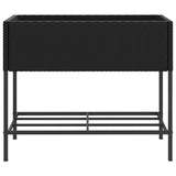 Garden Planters with Shelf 2 pcs Black 90x40x75 cm Poly Rattan 3210507