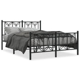 Metal Bed Frame without Mattress with Footboard Black 135x190cm 376145