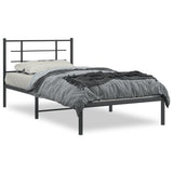 Bed Frame Black Powder-Coated Steel Single Modern Bed Frame 355556