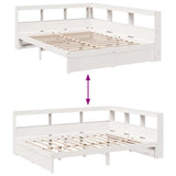 Bookcase Bed without Mattress White 140x190 cm Solid Wood Pine 3324361