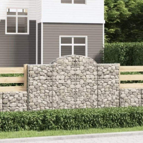 Arched Gabion Baskets 10 pcs 200x50x120/140 cm Galvanised Iron 3146349