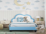 Children's Bed Frame with Headboard Blue 90 x 200 cm PU 42011186