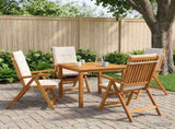 5-Piece Garden Dining Set Natural Solid Acacia Wood 3434596